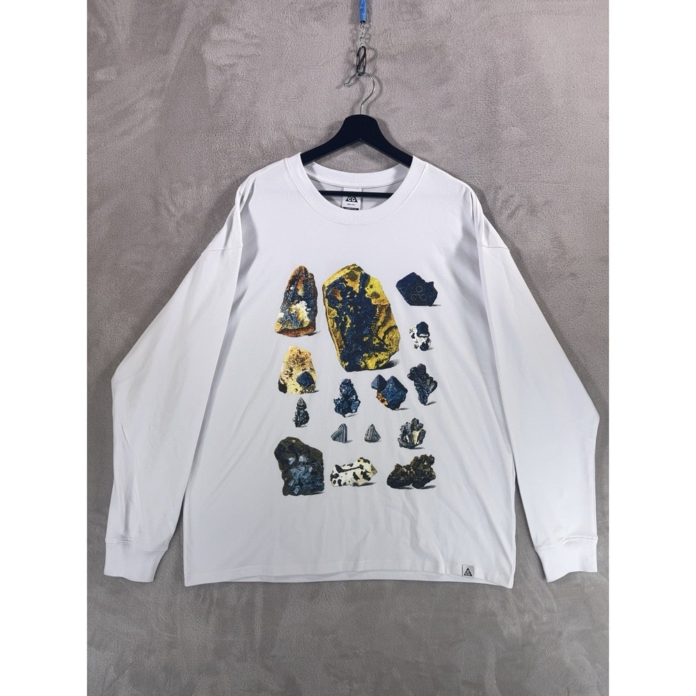 Nike ACG Minerals Long Sleeve T Shirt Mens Large Summit White Graphic Outdoor